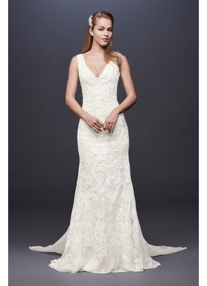 Ivory (As Is Illusion Lace Petite Lined Wedding Dress)